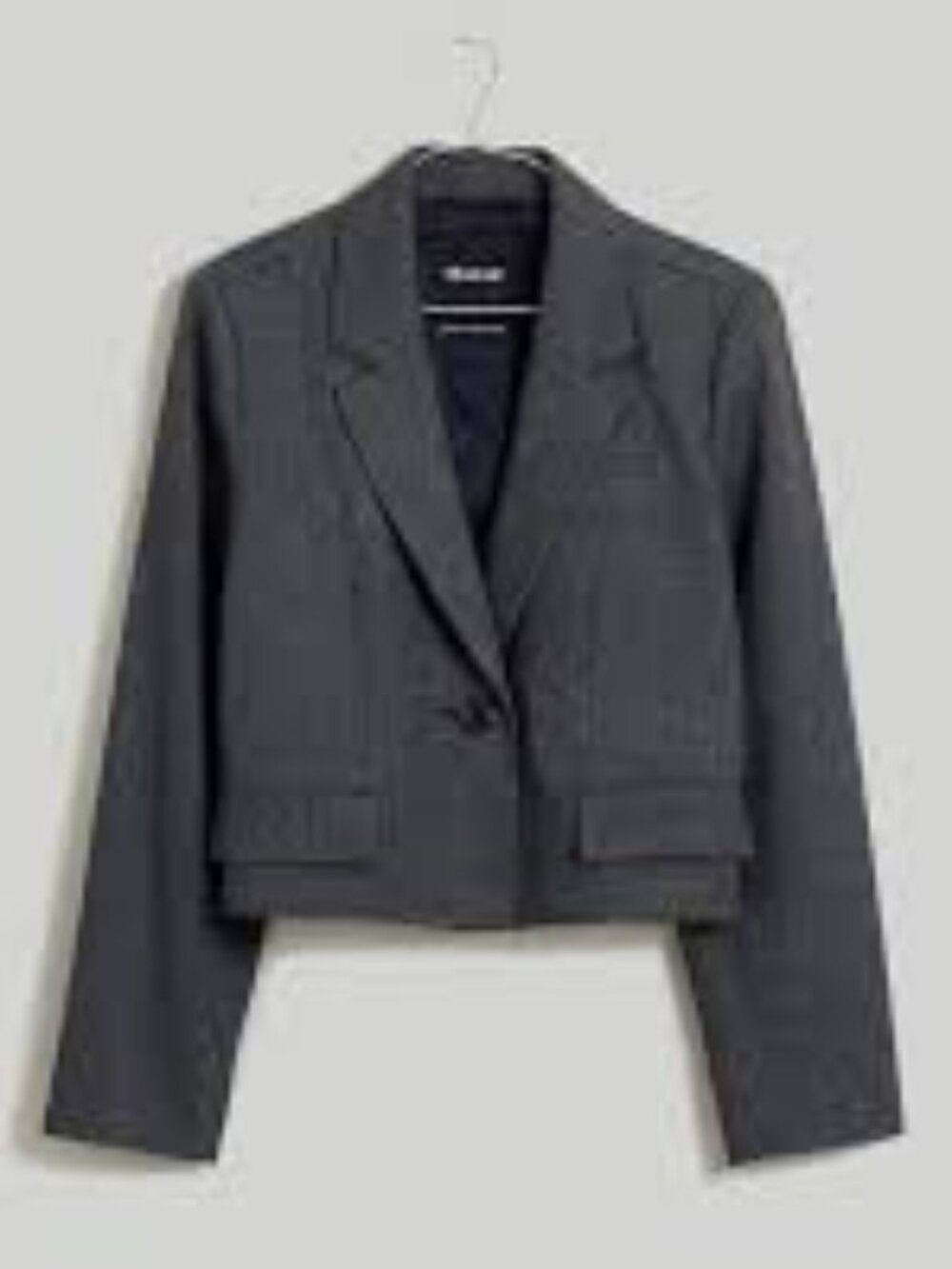 Madewell Sutter Crop Blazer Womens Small Whitfield Micro Check Gray Preppy Plaid